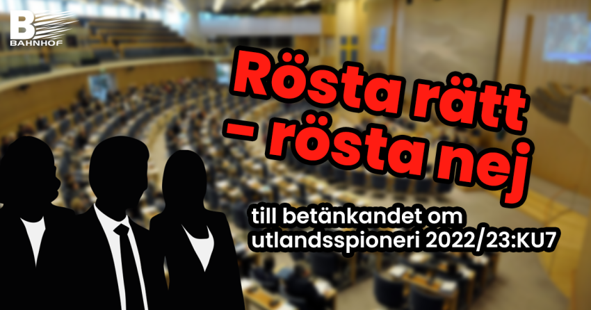 Read more about the article Journalistik är inte spioneri – Rösta nej till grundlagsändringen idag!